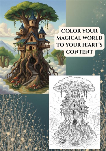 Enchanted Forest Coloring Pages | Whimsical Mushroom Houses (adult Coloring Book PDF) - Etsy