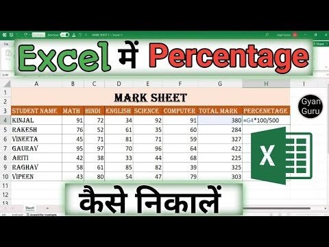 Excel Me Percentage Kaise Nikale | Percentage Formula in Excel | Hindi