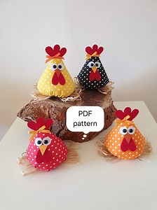 DIY Cone-shaped Easter Chicken in a Nest, Chicken Made of Fabric and Felt, PDF Pattern, Easy Tutorial, Easter Gift, Instant Download - Etsy