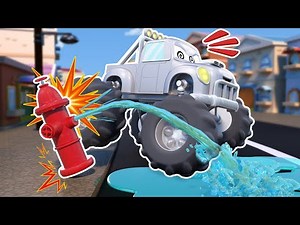 MONSTER TRUCK ROBOT destroys the streets while performing stunts! | Learn to play safe