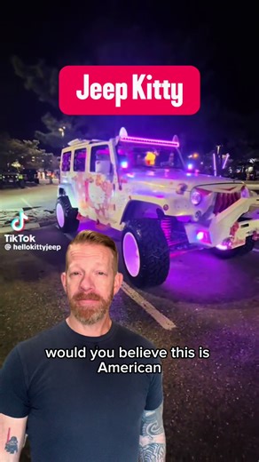 Hello Kitty Jeep. Neon and AMERICAN wooo #jeep #4x4 #offroad #USA #toyota