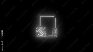 Neon unsync folder icon white glowing black background animation