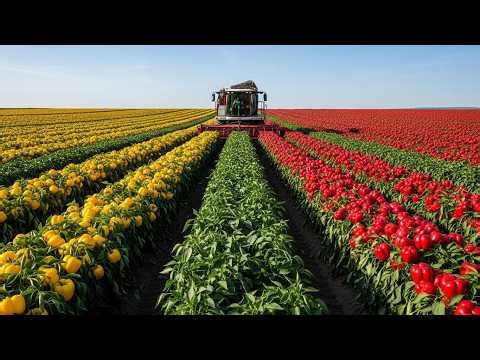 How Millions of Bell Peppers Are Grown and Harvested by Machine | Farming Documentary