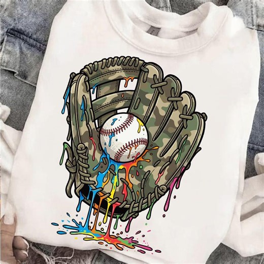 Camo Baseball Glove Drip PNG Sublimation, Rainbow Colorful Dripping Mitt Clipart, Game Day Sports Shirt Design, Cricut Digital Download - Etsy