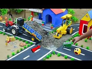 DIY Tractor Builds Real Concrete Road Using Mini Rc Road Roller village Science Project|@topminigear