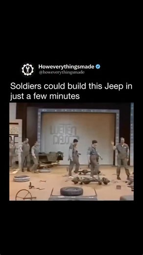 How Everything Is Made on Instagram: "The Willys Jeep wasn’t just tough — it was engineered for speed, simplicity, and survival. Designed during World War II with interchangeable parts, the Jeep could be assembled or repaired using basic tools, even in active combat zones. Entire vehicles were shipped overseas in crates, then rebuilt by soldiers right on the battlefield. Its modular design meant engines, axles, and transmissions could be swapped without precision tuning — a massive advantage whe