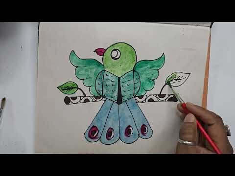 Satisfying Parrot Water Coloring | Easy & Beautiful Watercolor Parrot for Beginners | ASMR Magic ART