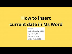 How to insert current date in Ms Word