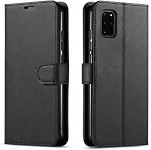 Samsung A51 Case, Samsung Galaxy A51 Case, with [Tempered Glass Screen Protector Included] PU Leather Wallet Shockproof Phone Cover Kickstand W/Pocket Card Slots Magnet Closure - Dark