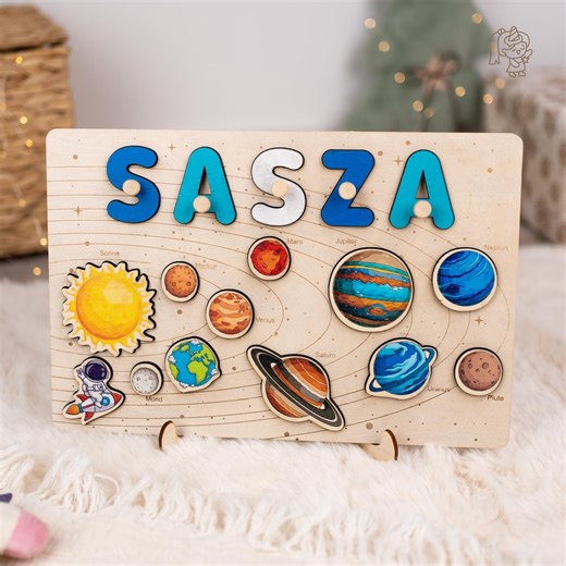 Personalized Wooden Solar System Puzzle: Montessori Toy for Kids - Etsy Australia