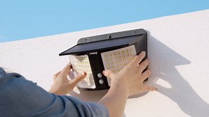 intelamp Solar Motion Sensor Light, Security Flood Light with Remote Control, Dual Color 3000K/6500K, 180° Radar Detection Sensor, IP65 Waterproof Wall Light for Porch, Garden, Yard, Garage, Fence