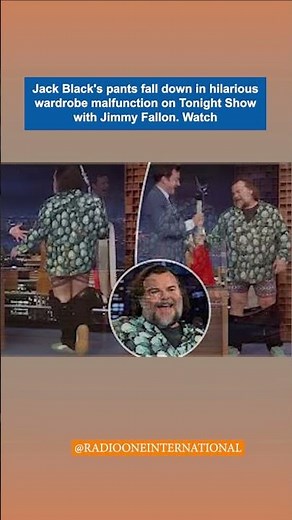 Jack Black's pants fall down in hilarious wardrobe malfunction on Tonight Show with Jimmy Fallon.