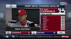 St. Louis Cardinals manager Mike Matheny on the Colorado Rockies' eight-run eighth inning on Friday night: "Unfortunately, they just kept adding on and made it look a lot uglier than what the game actually was." | FanDuel Sports Network Midwest