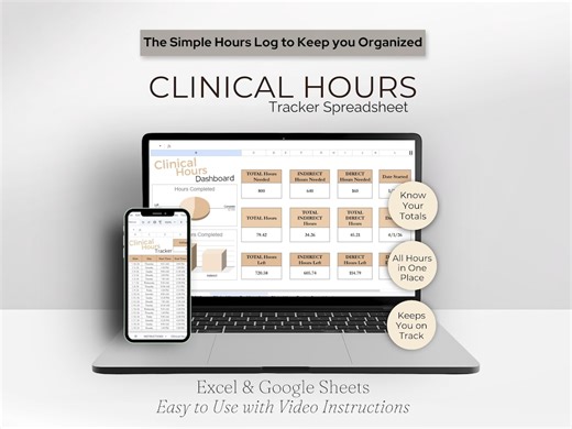 Clinical Hours Log Google Sheet & Excel Spreadsheet Template: Supervision + Licensure Tracker for Nursing Student, Social Work, Counseling - Etsy Australia