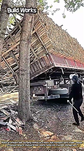 Surprising Method to Unload Heavy Wood Crates Without a Crane #worker #process #logistics