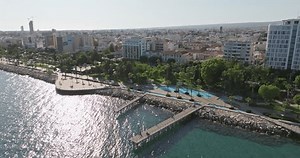 Aerial View Limassol Embankment Cyprus Beautiful: стоковое видео (без лицензионных платежей), 1111184755 | Shutterstock