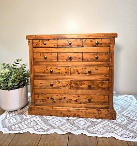 Antique Pine Jewelry Chest of Drawers – Vintage Brass Knobs - Etsy