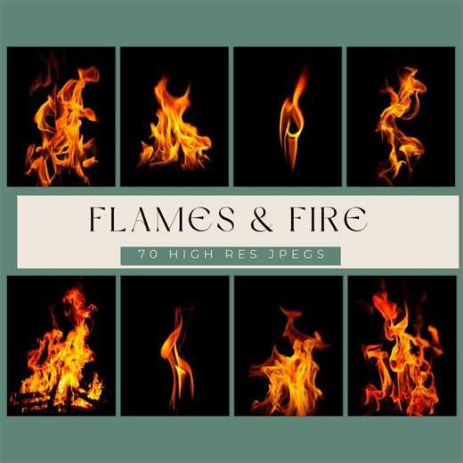 Flames & Fire Collection | Realistic Fire Effects | 70 High Res Photoshop Screen Blend Flames | Digital Art and Scrapbooking - Etsy UK