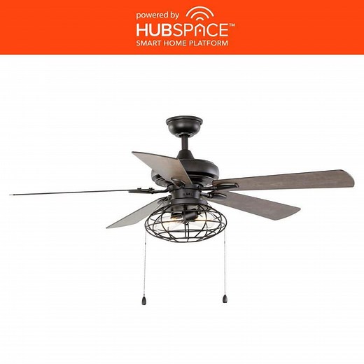 Ellard 52 in. Matte Black LED Smart Ceiling Fan with Light and Hubspace Remote Control works with Google and Alexa YG629A-MBK-HS - The Home Depot