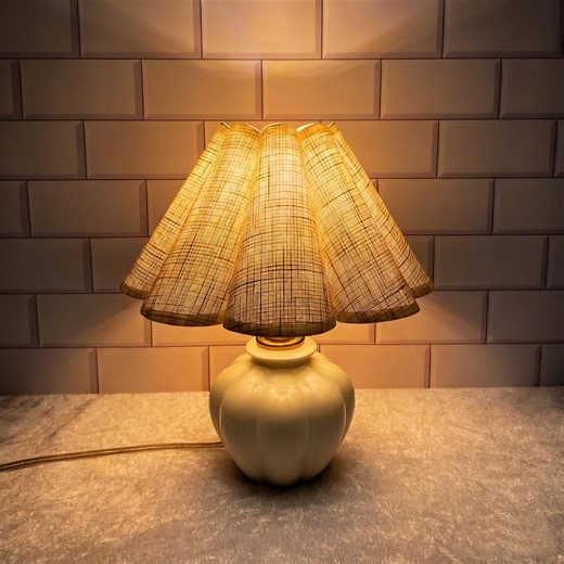 Handmade Ceramic Bedside Lamp, Pumpkin Table Lamp With Petal Fabric Shade, Cozy Cottage Decor Lamp, Nightstand Lighting - Etsy