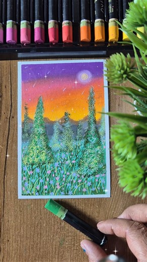 Easy Tree Swing Scenery 🌳 | Oil Pastel Drawing for Beginners #art #oilpastels #drawing