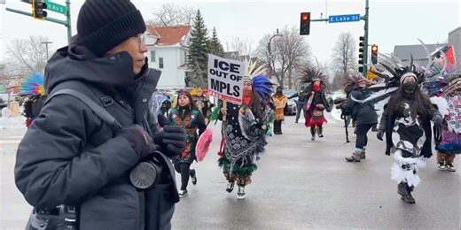 Native Americans protest against Trump and his ICE Nazis.