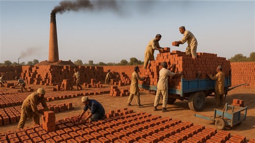 How Clay Turns into Solid Bricks #BrickManufacturing #ClayToBricks #AmazingProcess | Machine & Technology