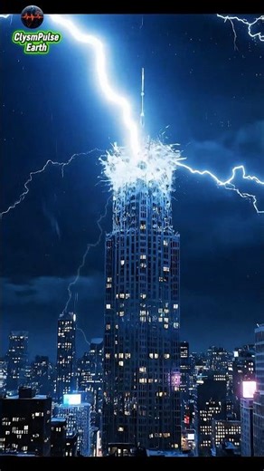 ⚡🏢 Lightning Blast Shatters Skyscraper at Night!