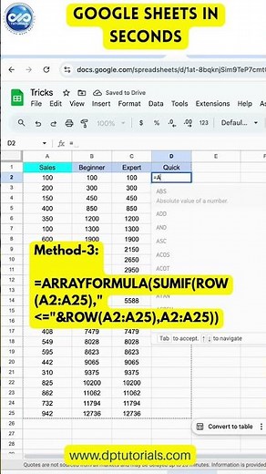 Instant Running Total in Google Spreadsheets 💡📊 #excel #shorts