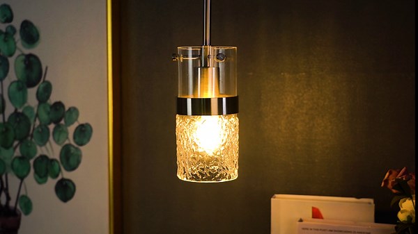 LMS Brushed Nickel Pendant Lights Kitchen Island, 1-Light Modern Glass Pendant Light Fixtures with Hammered Glass, Adjustable Mini Hanging Light for Kitchen Island Sink Bathroom, LMS-199