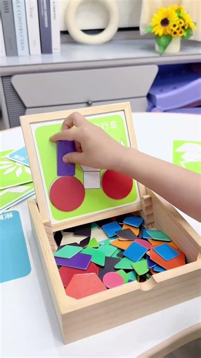 👶🌈🧩【225 dielikov】🔥Magnetické drevené Tangram puzzle, tréning mozgu a vzdelávacia hračka pre det