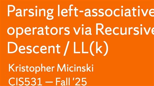 Livecoding (Racket)： Parsing Left-Associative Operators with LL(k) parsers