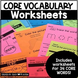 Core Vocabulary and Sight Word Worksheets and Activities for AAC Speech Therapy