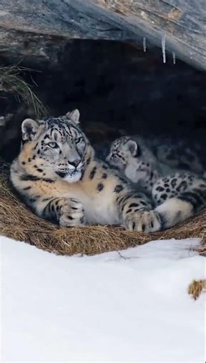 #ирбис #снежныйбарс #зима #снег #красота #детенышиживотных #дикаяприрода #мама #ребёнок #милота