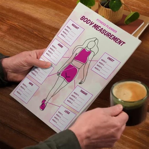 Printable Monthly Fitness Planner: Body Measurement Log (PDF PNG Download)