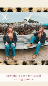 AWKWARD IN SITTING PHOTOS? 📸 Sick of looking like a potato? Here’s an easy pose you can do while seated on a bench or a couch! ❌ THE ISSUE: When we pose for photos, we’re taking a 3D being and compressing them into a 2D image. This becomes especially challenging with seated photos. Sitting “normally” causes your torso to look compressed and your legs foreshortened. ✅ THE FIX: If you want a pose that still has a casual vibe that shows off the lines of your body, try this. Have your photographer 