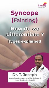 Fainting episodes can happen for many reasons, but it's important to know when it's something serious. In this video, Dr. T. Joseph, Consultant Interventional Cardiologist & Electrophysiologist at Kauvery Hospital Trichy, explains how to recognize syncope and differentiate it from other causes of fainting. #KauveryHospital #KauveryHospitalTrichy #Syncope #Fainting #HeartHealth #Cardiology #Electrophysiology #Dizziness #FaintingCauses #HealthyHeart #FaintingSpells | Kauvery Hospital Trichy