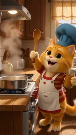 🍕 Cute Chef Cat Cooking in Kitchen | Funny Cooking Animation 🐾 #catshorts #funnycat