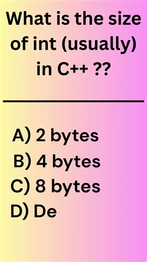 What Is the Size of int in C++ ? 🤔 | C++ Data Types Quiz #Shorts