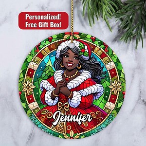 Black Mrs Santa Claus Personalized Ornament, African American Ornament, Christmas Ornament for Black People, Black Family Present - Etsy