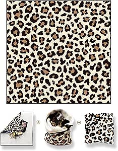 Self-Adhesive Magic Cloth Leopard Makeup Bag & Camera Lens Protective Wrap | Reusable Portable Cosmetic Pouch | Scratch-Resistant Travel Organizer, Gifts for Women Girls(19.7"x19.7")