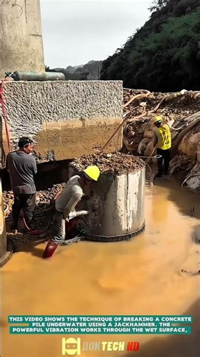 Breaking Concrete Piles Underwater – Satisfying Jobs and Machinery in the World