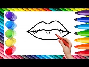 How To Draw cute lips Drawing, Painting & Coloring For Kids and Toddlers_ Child Art 🐋🌈🎨
