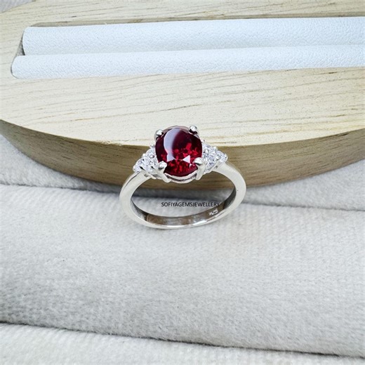 Ruby Ring, 925 Sterling Silver, Cluster Ring, Promise Ring, Engagement Ring, Ruby Jewelry, Cluster Ring, Purpose Ring, July Birthstone - Etsy