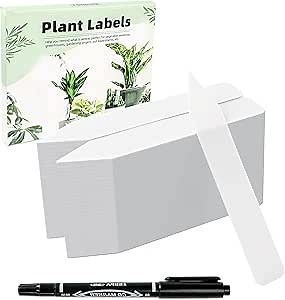 Plant Labels 4 Inch 200Pcs Plastic Plant Name Tags for Seedlings Garden Labels Markers Nursery Plant Tags Seed Labels Stakes with Permanet Marking Pen Plant Markers for Outdoor Garden (White200)