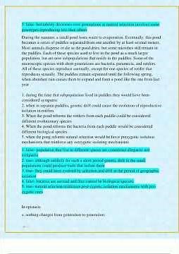 BIO 182 EXAM 2 ASU LATEST 2024 ASU BIO 182 EXAM 2 GENERAL BIOLOGY II 200 REAL EXAM PRACTICE QUESTION