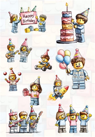 Cake Decorating Kit - Printable Digital Decoration Set for Birthdays - Cake Topper + Party Decorations - DIY Printable Templates - Bricks Building Blocks - LEGO - Etsy