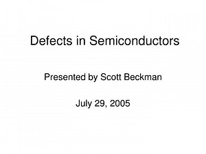 Defects in Semiconductors - SlideServe