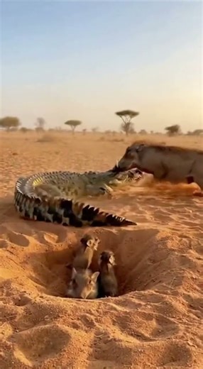 🐗🐊Brave Warthog vs Giant Crocodile: Motherhood Survival Battle! #Shorts #Wildlife #Nature #Survival