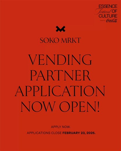 Calling all Black-owned businesses, founders, and community leaders—vendor partner applications for ESSENCE Festival 2026 are still OPEN! Join us July 3rd–5th for our signature experiences in New Orleans, including the SOKO MKRT, Beautycon, Food & Wine, and the Community Center. From emerging brands across beauty, food, and lifestyle to organizations and activists driving meaningful change, these spaces are designed to spotlight innovation, share powerful stories, and create real opportunities f